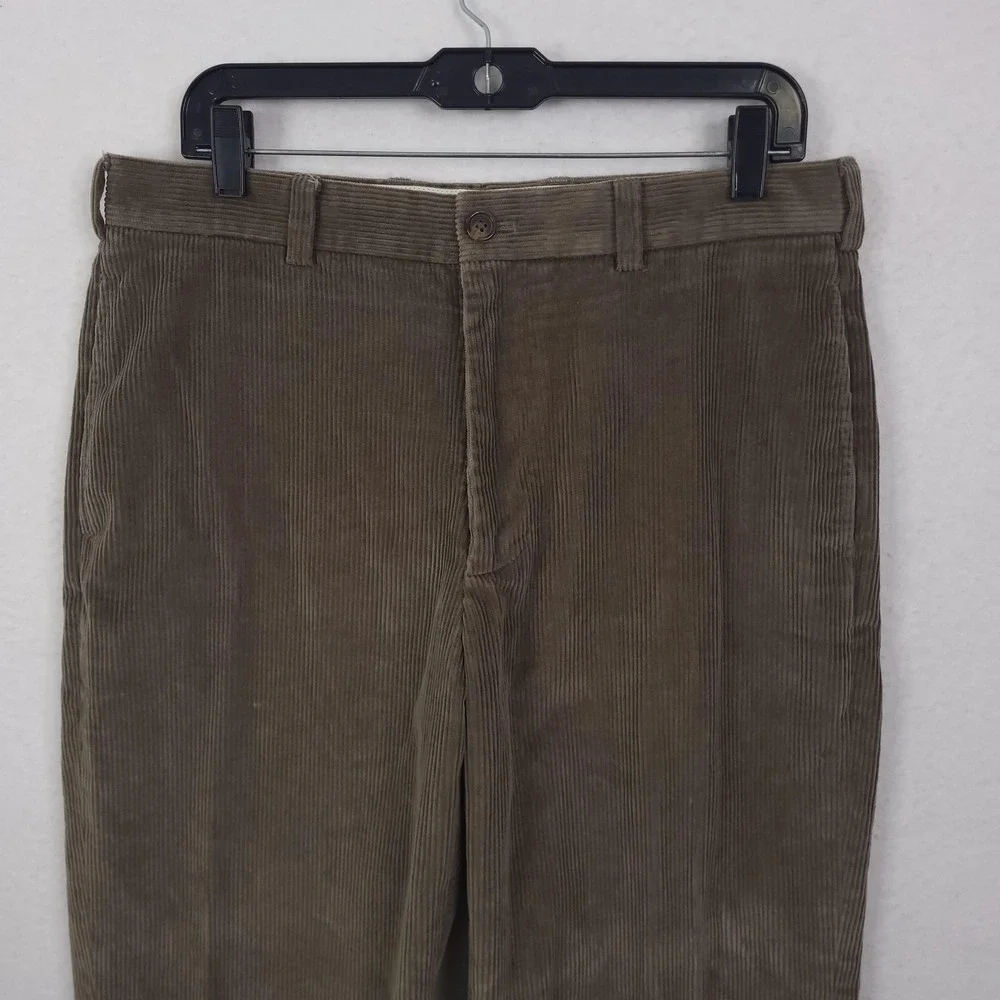 Brooks Brothers Hudson Pants Mens 34x30 Brown Corduroy Chino Straight Leg Casual